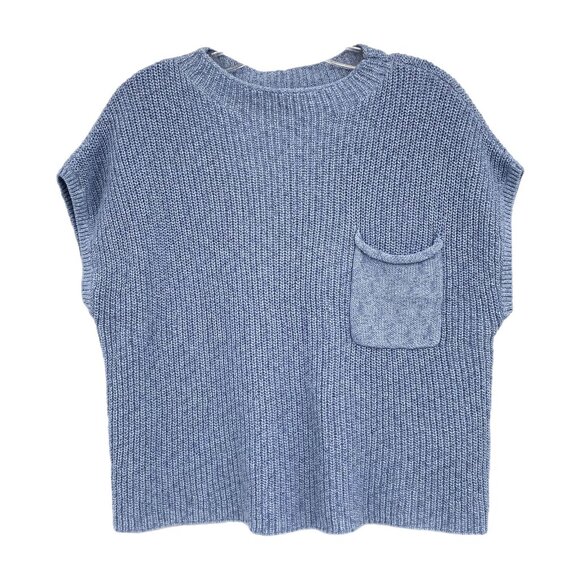 Free People Blue Short Sleeve Knit Sweater | Women’s Size M - Picture 1 of 9